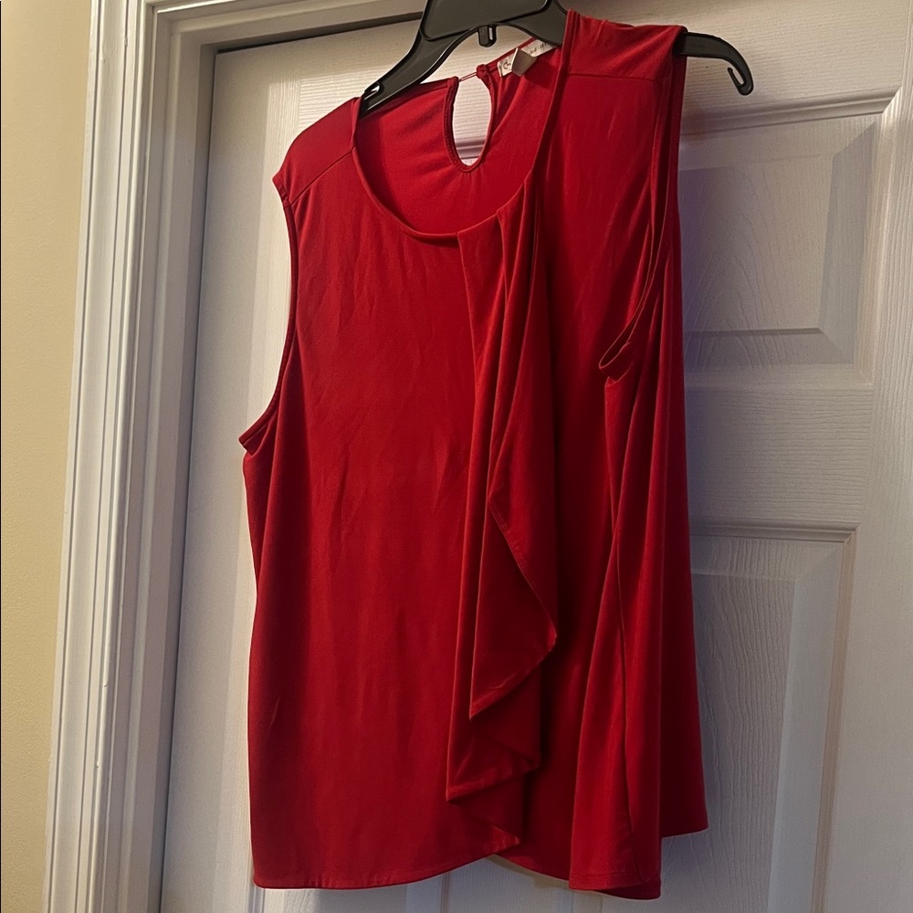 Chic Red Sleeveless Blouse